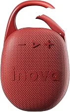 INAVA Caixa de Som Bluetooth, Clip 5, Som Estéreo, 12 Horas de Reprodução, Conectividade Bluetooth 5.4, IPX6, Mosquetão Integrado, Ideal para Praia, Quarto e Viagens ao Ar Livre (Vermelho)