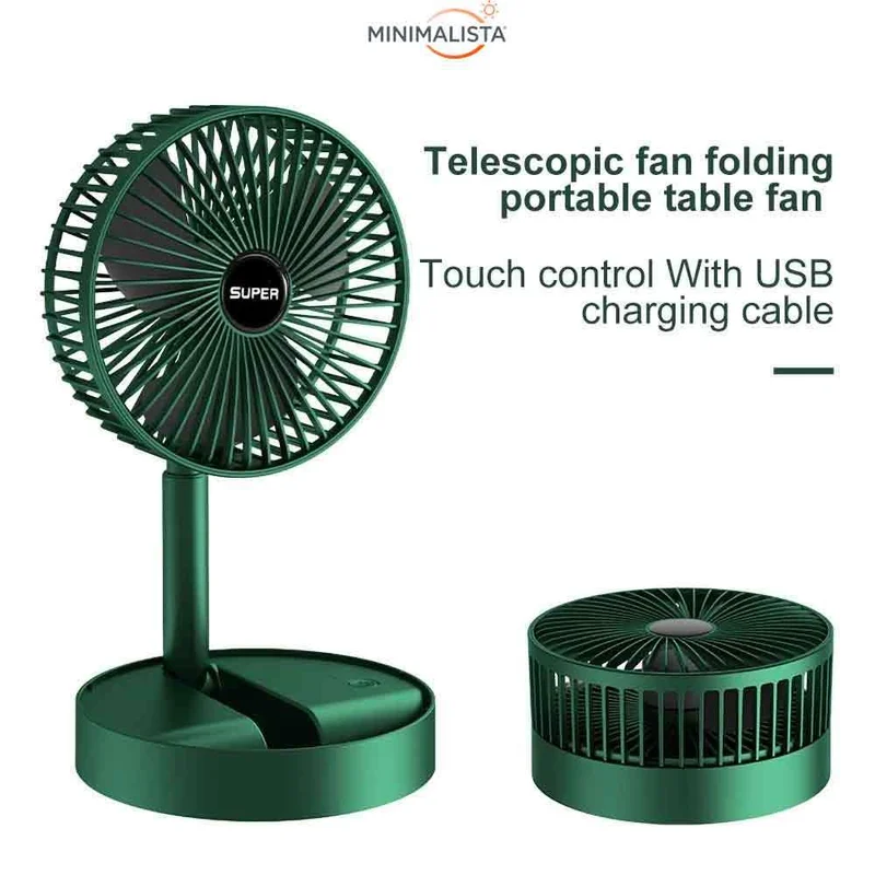 Ventilador Portátil Dobrável 180 Ajustável Doméstico Retrátil Mudo USB Recarregável De Baixo Ruído