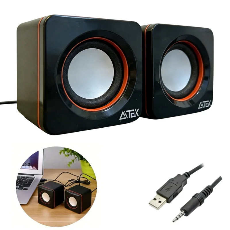 Mini Caixa De Som Computador Aitek ACS-4511 Potente 6W USB P2 Pronta Entrega