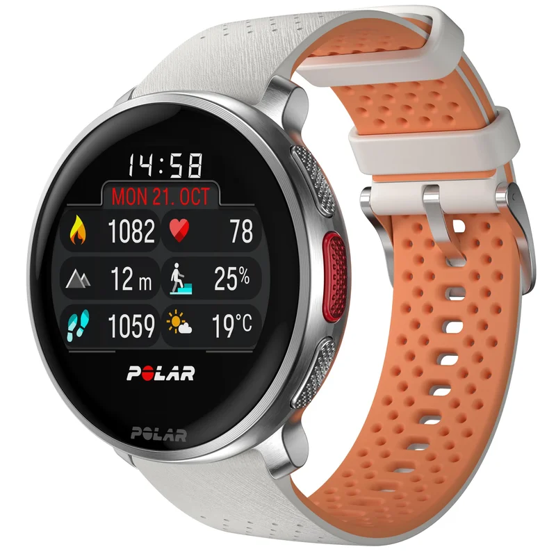Polar Vantage V3 Branco e Laranja - Relógio esportivo com GPS, monitor de frequência cardíaca avançado e bateria duradoura, Smartwatch, mapas offline, relógio de corrida, relógio para triatlo