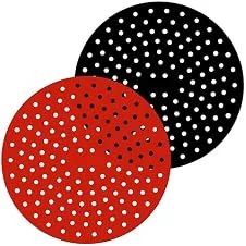Tapete Protetor de Silicone Redondo Para Air Fryer 19,5cm – Cozimento Uniforme, Antiaderente, Lavável e Reutilizável BPA Free
