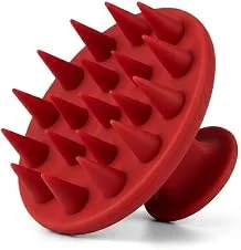 Escova Massageadora para Couro Cabeludo, Massageador Capilar em Silicone, Escova para Shampoo, Limpeza Profunda, Para Todos os Tipos de Cabelo (Vermelho)