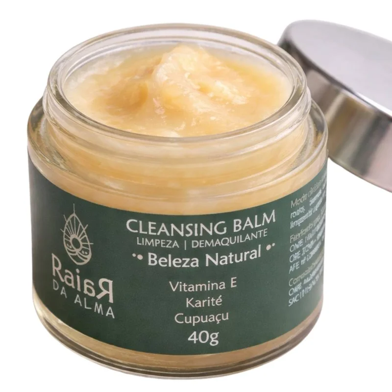 Cleansing Balm Demaquilante Natural Vegano – Remove Maquiagem resistente, Limpeza Facial Profunda Sem Ressecar, com Vitamina E, Karité e Cupuaçu - Purifica, Nutre, Revitaliza - Raiar da Alma