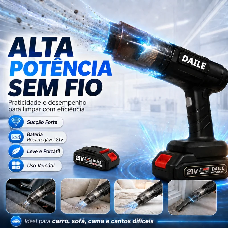 Aspirador De Pó Para Carro casa e cantos Soprador De Poeira Sem Fio Recarregável De Alta Potência