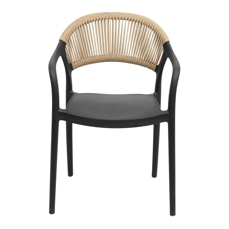 Cadeira para Jardim com Assento Fixo Juna Preto/Bege
