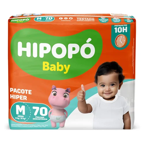 Fralda Hipopó Baby Mega Pacotão P-80 M-70 G-60 XG-50 XXG-50 XXG-40 PACOTE HIPER