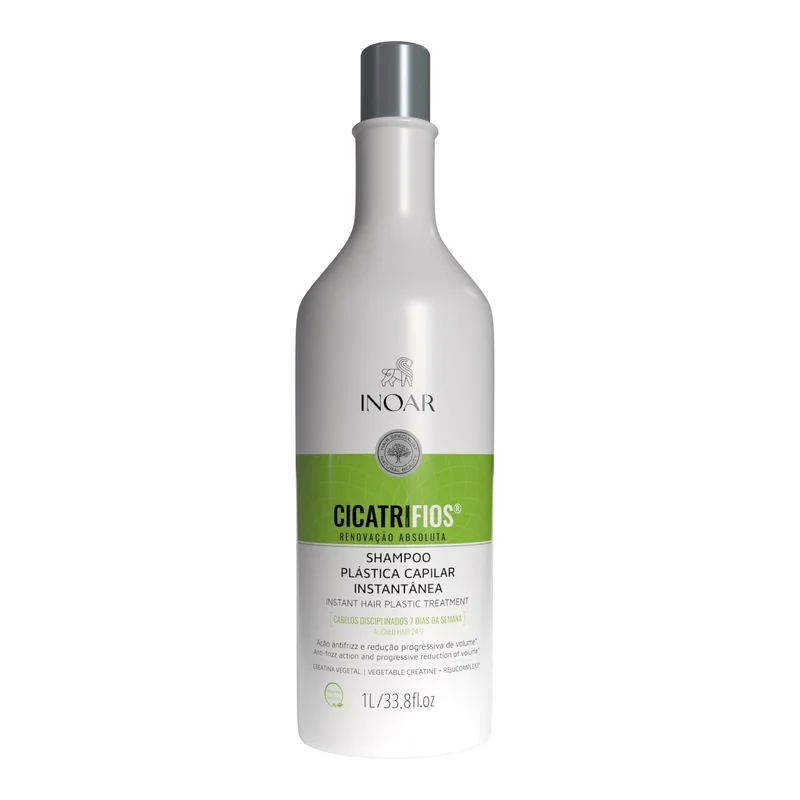 Inoar, Cicatrifios, Shampoo Reconstrutor, Hidratação Profunda e Redução de Volume, Pantenol, Creatina Vegetal e Rejucomplex®, Vegano – Para Cabelos Danificados ou Quebradiços, 1L