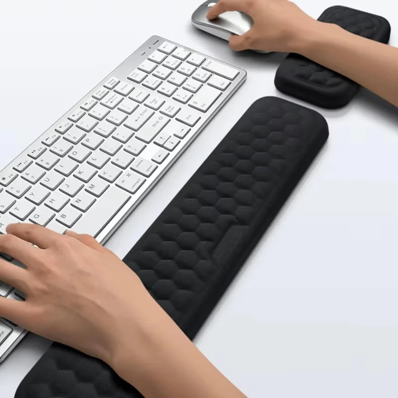 Suporte Ergonômico de Pulso, Espuma de Memória, Antiderrapante | Para Teclado e Mouse, Confortável e Estável