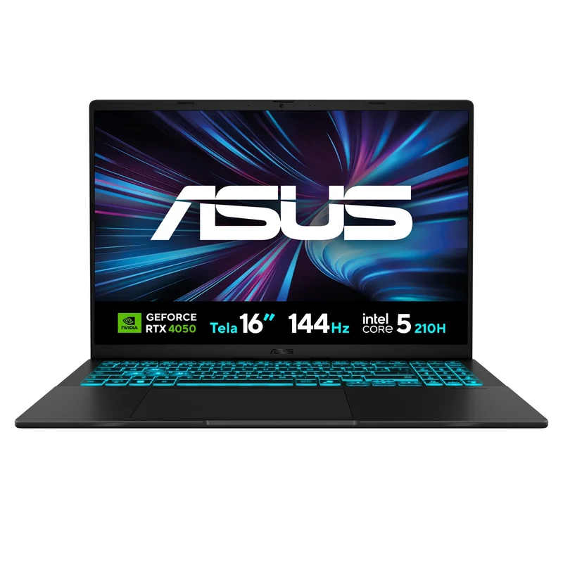 Notebook ASUS V16 V3607VU NVIDIA RTX 4050 Intel Core 5 210H 8Gb Ram 512Gb SSD Linux KeepOs Tela 16" LED Nível IPS 144Hz Preto - RP296