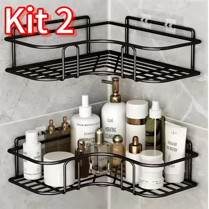 1/2/3/4 Suportes Organizadores De Metal Para Banheiro E Cozinha Rack De Parede Prateleira Porta Shampoo