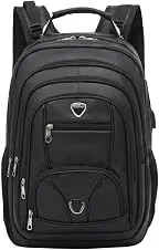 Mochila Executiva Couro Sintético Antifurto Notebook 17USB Impermeável 50L Masculina Trabalho Faculdade Viagem Reforçada com Cabo de Aço (Preto)