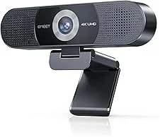 Webcam EMEET C980 PRO, 4K, 3 em 1, Microfone, Alto-falante, Grande-angular 60°a 98°, 4 microfones com cancelamento de ruído, 2 alto-falantes, Foco fixo, Capa magnética de privacidade