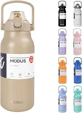 Garrafa Térmica De Viagem Inox 1700ml Água Com Canudo (Marrom)