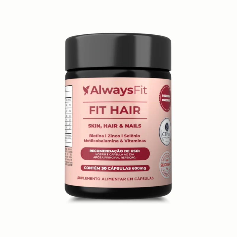 FitHair AlwaysFit | Biotina + Zinco + Selênio + Ferro + Cobre + Cisteína + Vitaminas | 30 Cápsulas