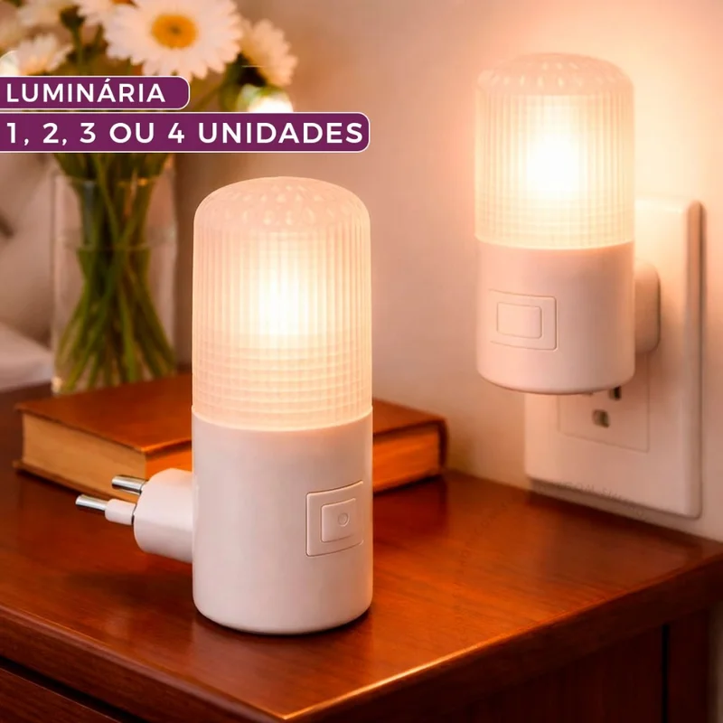 Luminária 1 2 3 ou 4 Unidades Abajur Luz Noturno Led Tomada Bivolt