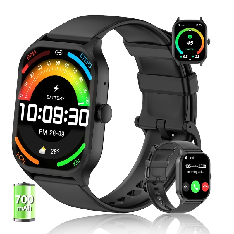 PEJE Smartwatch ZW16,Tela TFT HD de 2,01",Relogio smartwatch com Ecrã tátil e Ai,Bateria de 700 mAh,123 Esportes,1ATM à rova d'água, Chamada Bluetooth, Compatível com Android iOS (Preto)