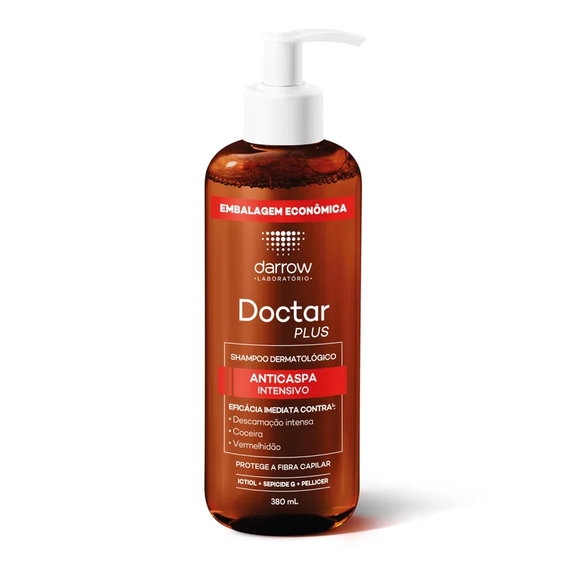 Darrow Doctar Plus Shampoo Dermatológico Anticaspa Intensivo com Fórmula Sem Sulfato que Reduz Descamação, Coceira e Oleosidade e Protege a Fibra Capilar, 380ml