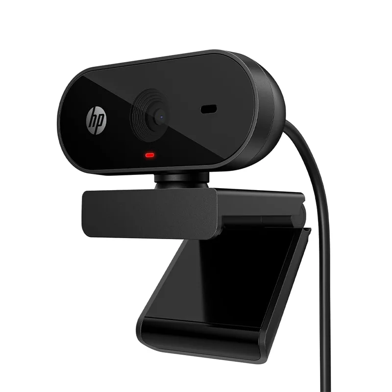Webcam 1080p HP 320 - com Ajuste Automático de Luz, Conexão USB Plug and Play, Ângulo Largo de 66 Graus, Imagem Full HD com Microfone Integrado e Rotação 360 (53X26AA#ABL)