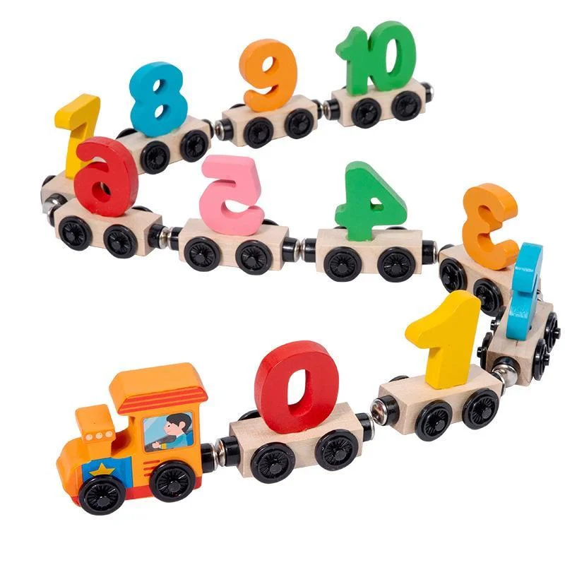Trem de Madeira Pedagógico Números Brinquedo Educativo Montessori Encaixe Infantil