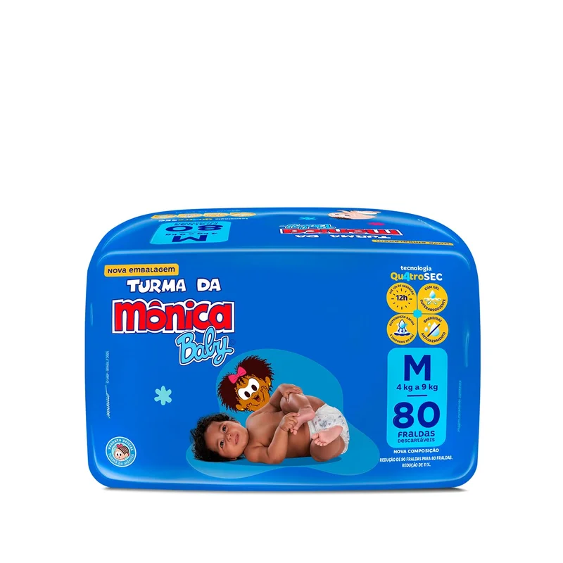 Fralda Turma da Monica Baby Giga M 80 Unidades