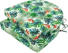 Topotdor Conjunto de 2 almofadas para cadeira de exterior, almofadas impermeáveis para móveis de exterior, almofadas de cadeira de canto redondo com laços para pátio, jardim, sala de jantar