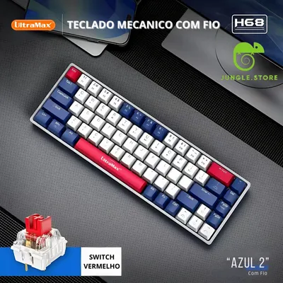 Teclado Gamer/ Escritório Com Fio RGB LED Iluminado Com 68 Teclados Mecânicos