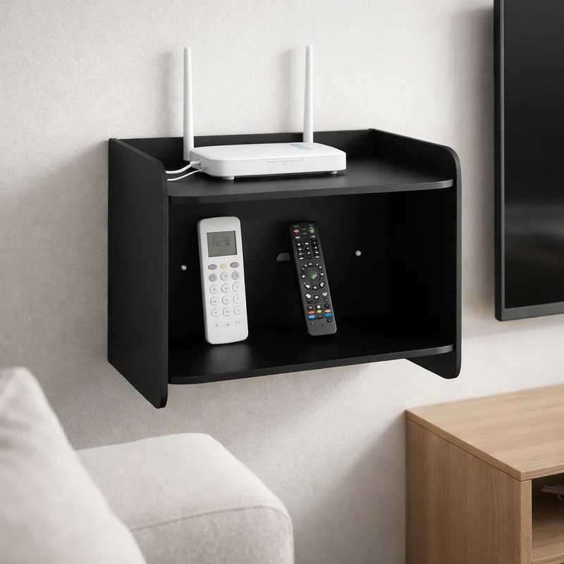 Suporte de Parede para Roteador Wi-Fi e Controles MDF Organizador Decorativo