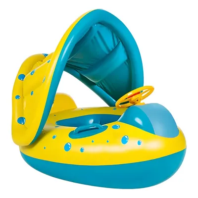 Boia Bote Bebê Carro Inflável Com Cobertura Para Piscina Buzina Volante