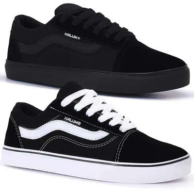 Kit 2 Pares Tenis Feminino Casual Kalum Old School Tradicional Unissex Sola Reta