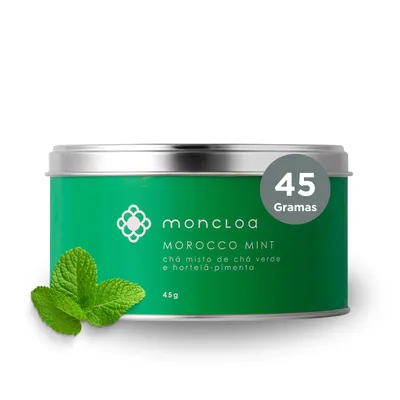 Moncloa | Chá Verde Morocco Mint Lata 45g | Rico em Antioxidantes | Energia Natural e Disposição | Blend com Hortelã Pimenta Refrescante | Ideal Quente ou Gelado