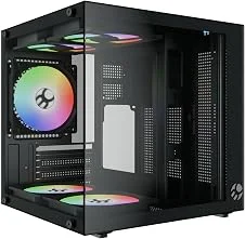 Gabinete Gamer Aquário Life Pro MICRO-ATX, MINI-ITX com 5 Fans Rainbow - Bluecase (Preto)