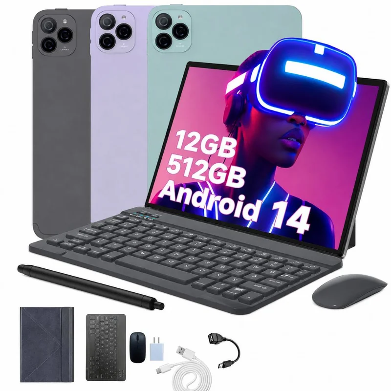 2026 Tablet GS Pad 10 PRO mouse teclado 12GB RAM 512GB ROM Android13 com case 10,1 polegadas câmera 32MP