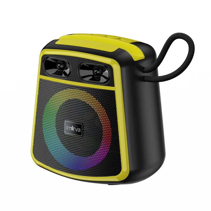 INAVA Caixa de Som Portátil à Prova d'Água IPX6 com Luzes LED, 15h de Bateria, Som Stereo 360°, TWS/FM/USB/TF, Ideal para Praia, Festas e Viagens (Verde)