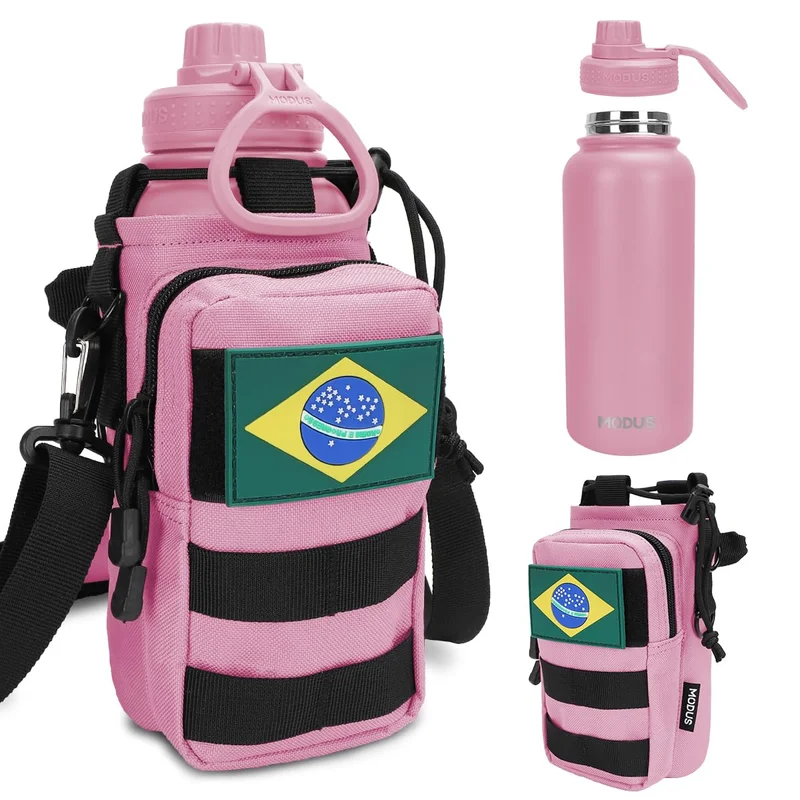 MODUS Garrafa Térmica Inox 950ml com Bolsa Porta (Rosa) | Portátil para Viagens e Atividades ao Ar Livre