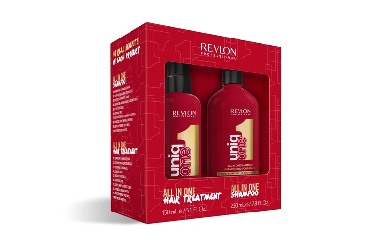 Revlon Professional Kit UniqOne Duo Pack: Shampoo UniqOne 10 em 1, 230 ml + Spray de Tratamento UniqOne Clássico 10 em 1, Sem Enxágue, Antifrizz e Protetor Térmico, 150 ml