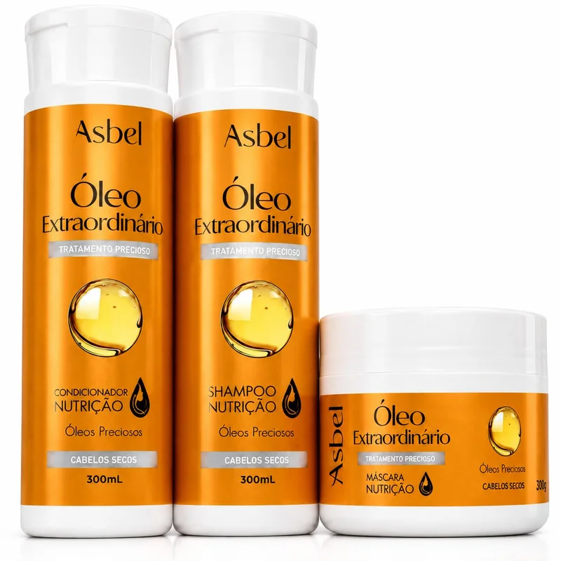 Asbel Kit óleo extraordinário Shampoo condicionador e máscara 300ML