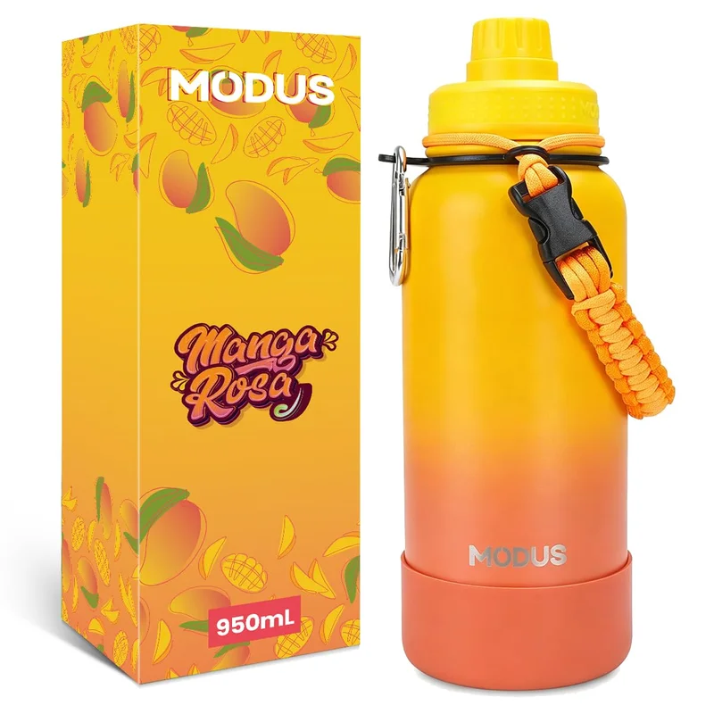 MODUS Garrafa Térmica Esportiva De Aço Inox Com Isolamento A Vácuo 950ML (Gradiente Amarelo-Laranja)