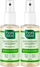 BONI NATURAL - Desodorante Spray Natural e Vegano com Óleos Essenciais de Melaleuca e Toranja, 24 horas de proteção, Sem Alumínio, Sem Parabenos, Sem Triclosan, 120ml, 2 unidades Leve Mais Pague Menos