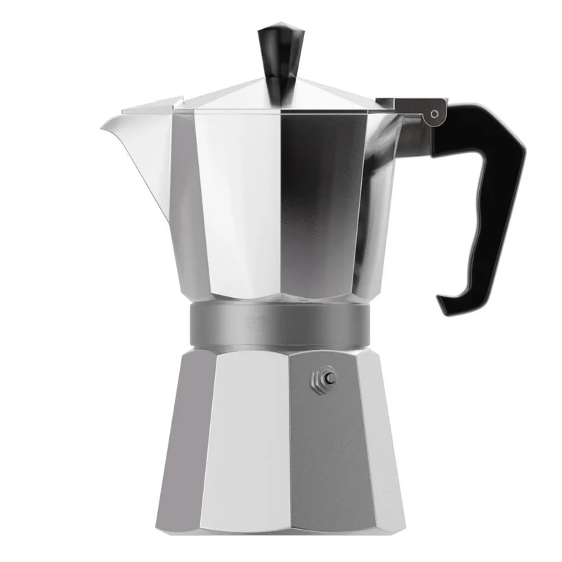 LYOR - Cafeteira Italiana de Alumínio 250ml com Cabo em Baquelite - Capacidade para 6 Doses