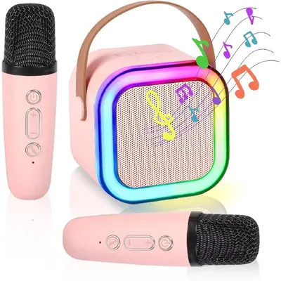 Karaokê Bluetooth com 2 Microfones Sem Fio Caixa de Som Portátil ANJGG BRASIL
