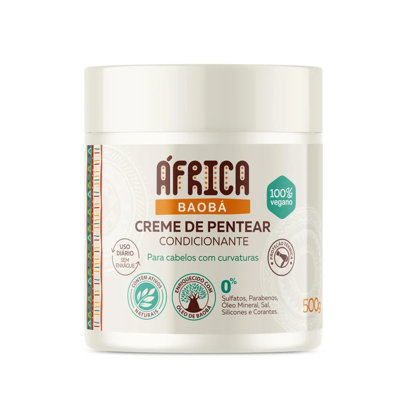 Ápice Creme de Pentear África Baobá | Hidratação, Definição e Proteção Térmica para Cabelos Cacheados, Crespos e Ondulados | 500g