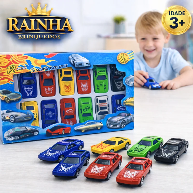 Kit Carrinhos Miniatura Coleção 12 Peças Brinquedo Crianças Brincar Presente