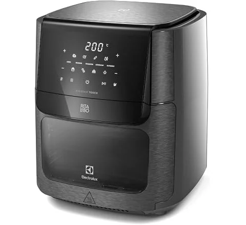 Electrolux Air Fryer Forno 5 x 1 12L 1700W Digital Espeto Giratório 2 Bandejas Antiaderentes 10 funções 7 Receitas aviso so…