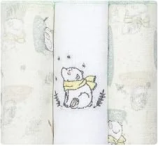 Fralda Pano de Bebê Papizinha Bordada e Estampada 63 cm x 63 cm Pacote com 3 Unidades, Urso Polar