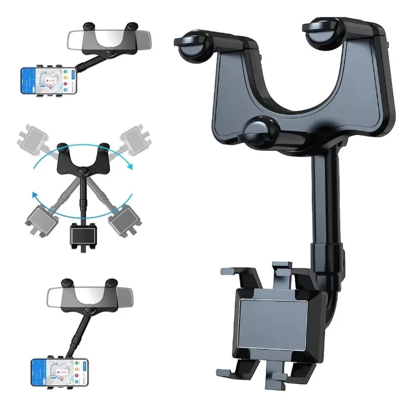 Suporte para Celular Smartphone com Apoio no Retrovisor Extensível Giro 360º