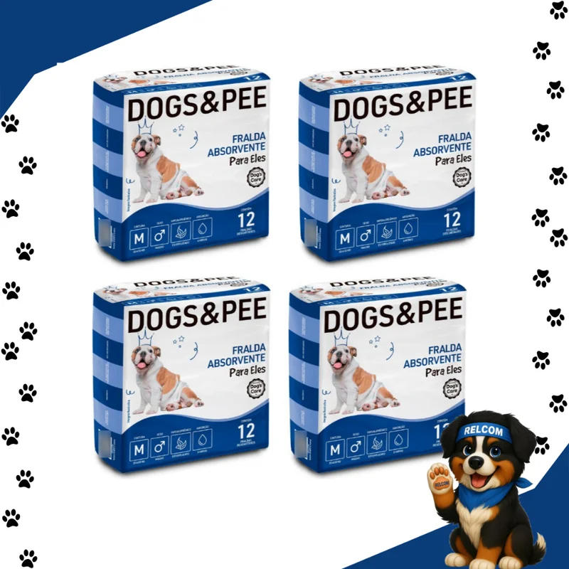 Fralda Descartável Higiênica Resistente Pet Cães Cachorro Dogs Care Macho 48 unidades Tamanho M