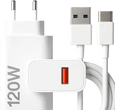 Kit Carregador Super Turbo Tipo C Turbo 120W com Cabo USB-C de 1 Metro e Fonte Compatível com Ip.hone,Android, Tablets, Notebooks Ultra Rapido Premium