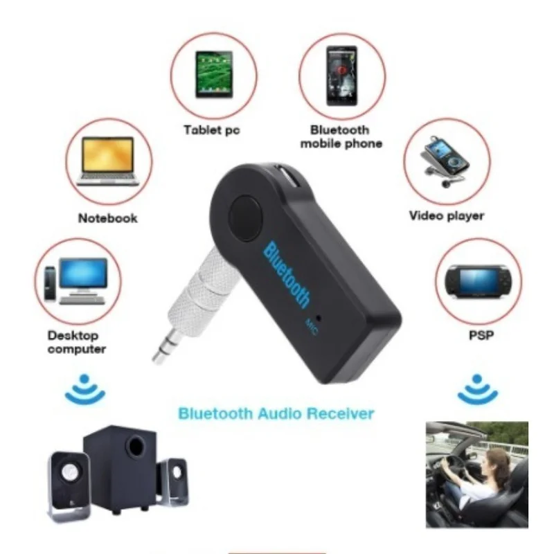 Receptor Bluetooth Áudio P2 3.5mm Sem Fio para Carro, Som Automotivo, PC e Caixa de Som, Adaptador AUX Hands-Free