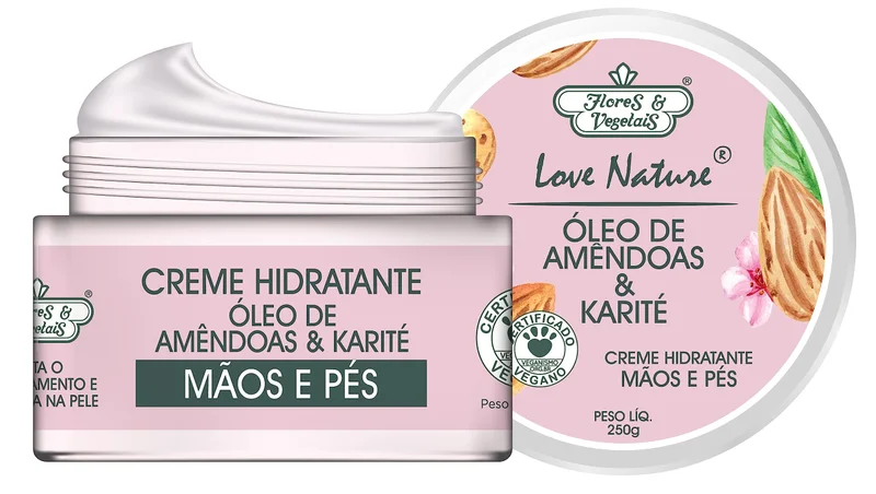 Flores & Vegetais Creme Hidratante Mãos E Pés Amêndoas & Karité Love Nature®
