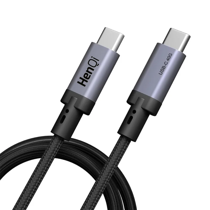 Cabo HenQi USB 4 para Thunderbolt 4/3, 240W Fast Charging, 40 Gbps, Suporte a 8K@60hz HD Display, Áudio, Compatível com iPhone 15+, Apple Vision Pro, MacBook, Monitor, Notebook e Hub (0,5 Metro)